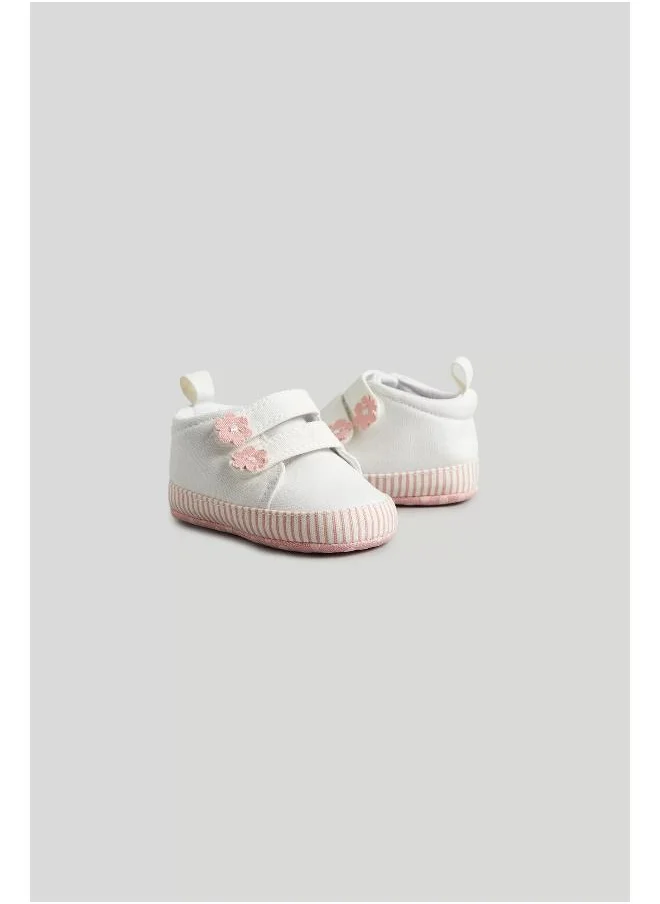 mothercare White Floral Pram Trainers