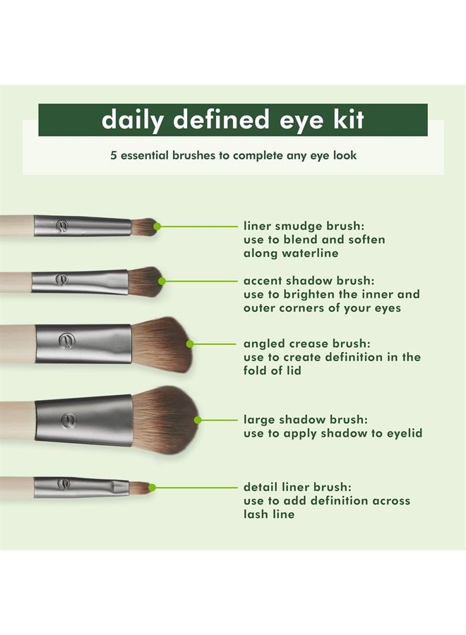 Ecotools Daily Defined Eye Makeup Brush Kit, Travel Friendly, Versatile Eye Makeup Looks, Convenient Makeup Tools On-The-Go, For Eyeshadow & Eye Liner, Eco-Friendly Makeup Brushes, 6 Piece Set - Image 3