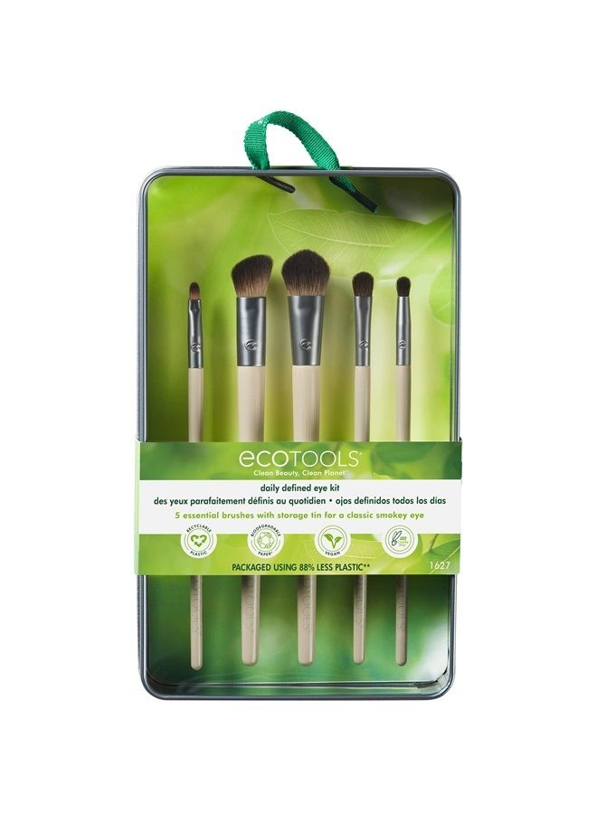 Ecotools Daily Defined Eye Makeup Brush Kit, Travel Friendly, Versatile Eye Makeup Looks, Convenient Makeup Tools On-The-Go, For Eyeshadow & Eye Liner, Eco-Friendly Makeup Brushes, 6 Piece Set - Image 2