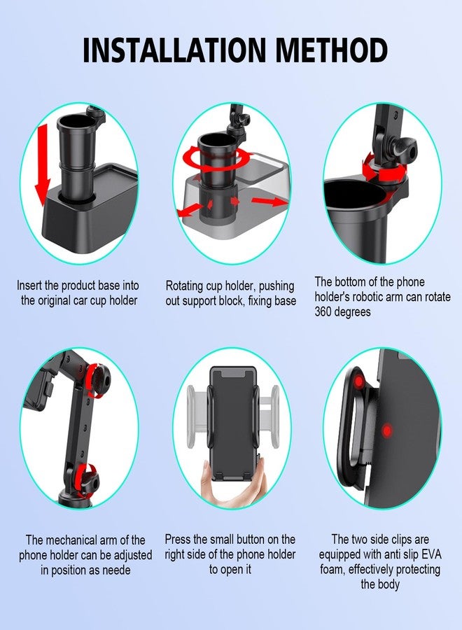 GRANDI Pack-1 Mobile Phone Mount, Adjustable Cup Holder, Multifunctional Drinking Holder, Universal Automobile Interior Accessories, for Most Cars, Trucks, SUVs (Black) - Image 5