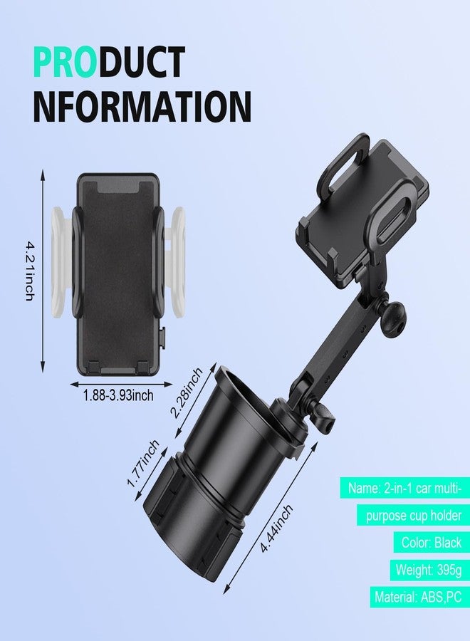 GRANDI Pack-1 Mobile Phone Mount, Adjustable Cup Holder, Multifunctional Drinking Holder, Universal Automobile Interior Accessories, for Most Cars, Trucks, SUVs (Black) - Image 2