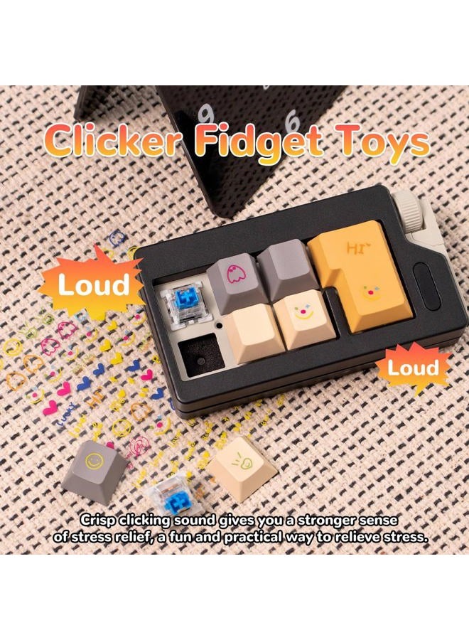 Gliging Loud Keyboard Fidget Toys, Keyboard Clicker Fidget Stress Relief Sensory Toy, Linear Finger Clicker Toys for Adults (Black Khaki) - Image 3