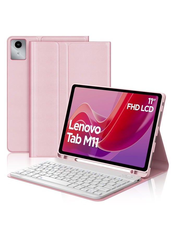 BORIYUAN Keyboard Case for Lenovo Tab M11 / K11 LTE 11 Inch 2024, Magnetic Detachable Wireless Bluetooth Keyboard Cover, Folio PU Leather Case with Pencil Holder Auto Wake/Sleep, Multi-Angle Kickstand - Image 1