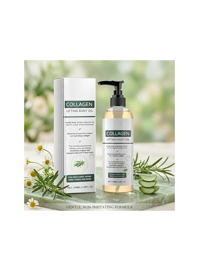 FLEXQW Collagen Lifting Body Oil After Shower, Hydrating Collagen Oil For Body, Moisturizing Anti Aging for Women u0026 Men, Helps Soften Appearance of Crepey Skin for All Skin Types, 3.8 Fl Oz - Image 3