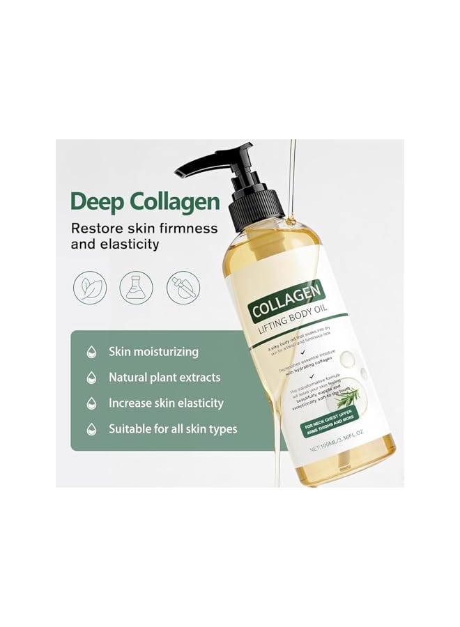 FLEXQW Collagen Lifting Body Oil After Shower, Hydrating Collagen Oil For Body, Moisturizing Anti Aging for Women u0026 Men, Helps Soften Appearance of Crepey Skin for All Skin Types, 3.8 Fl Oz - Image 4