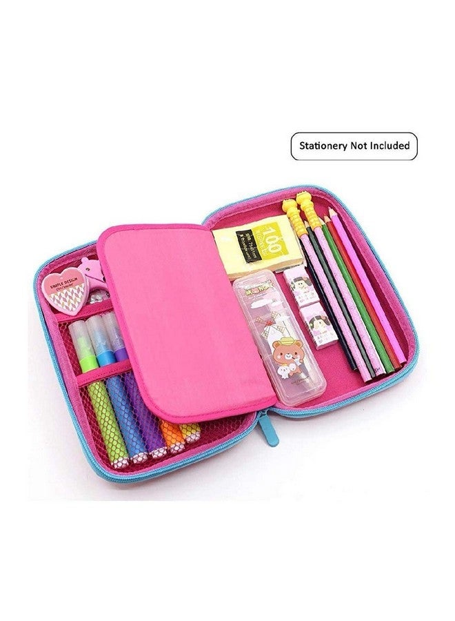 ShopNGift ShopNGift Synthetic Premium Stylish Unicorn Owl Print Large Capacity Hardtop Eva Pencil Case Organizer School Kids Girls Women Pen Holder Pouch Multipurpose (Unicorn Blue) - Image 2