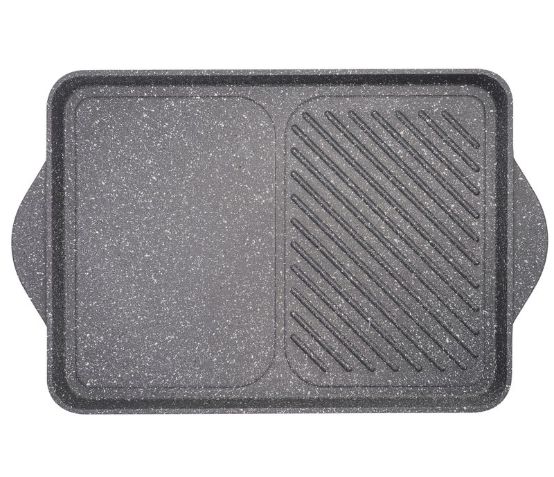 Baker's Secret Die-Cast Grill Pan 38cm, Sturdy Die-Cast Metal Build for Indoor Grilling, Ridged Surface That Mimics Outdoor Grill Marks, For Grilling Meat - Image 1