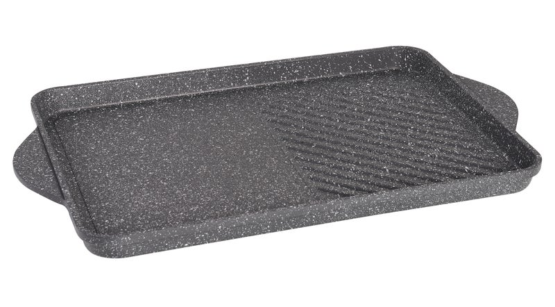 Baker's Secret Die-Cast Grill Pan 38cm, Sturdy Die-Cast Metal Build for Indoor Grilling, Ridged Surface That Mimics Outdoor Grill Marks, For Grilling Meat - Image 2