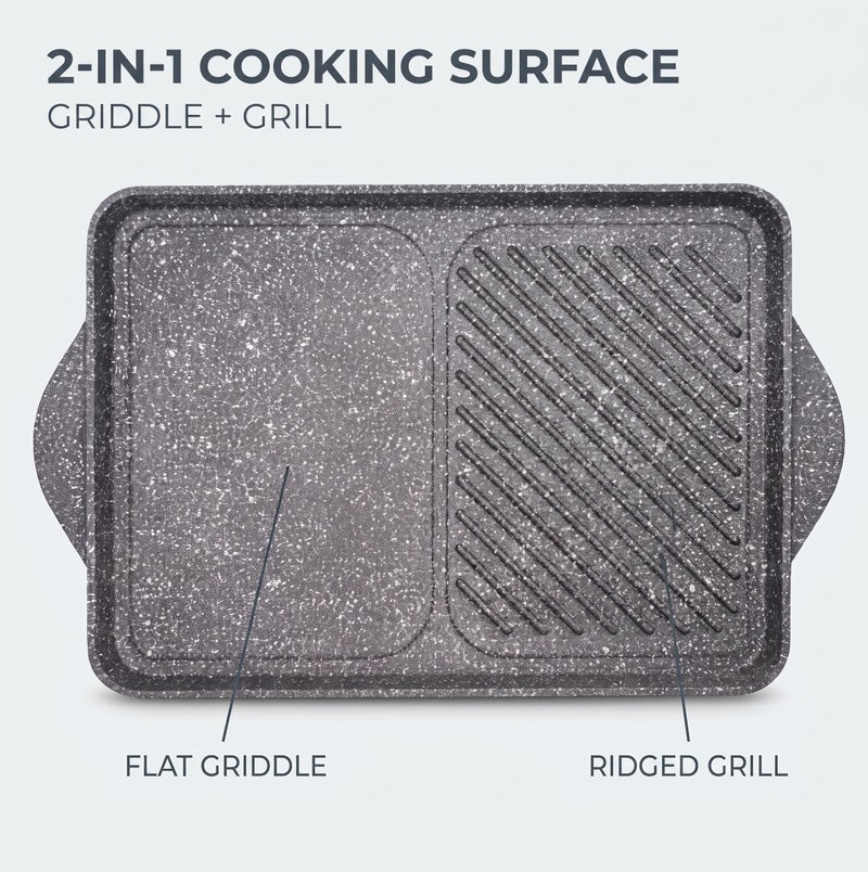 Baker's Secret Die-Cast Grill Pan 38cm, Sturdy Die-Cast Metal Build for Indoor Grilling, Ridged Surface That Mimics Outdoor Grill Marks, For Grilling Meat - Image 4