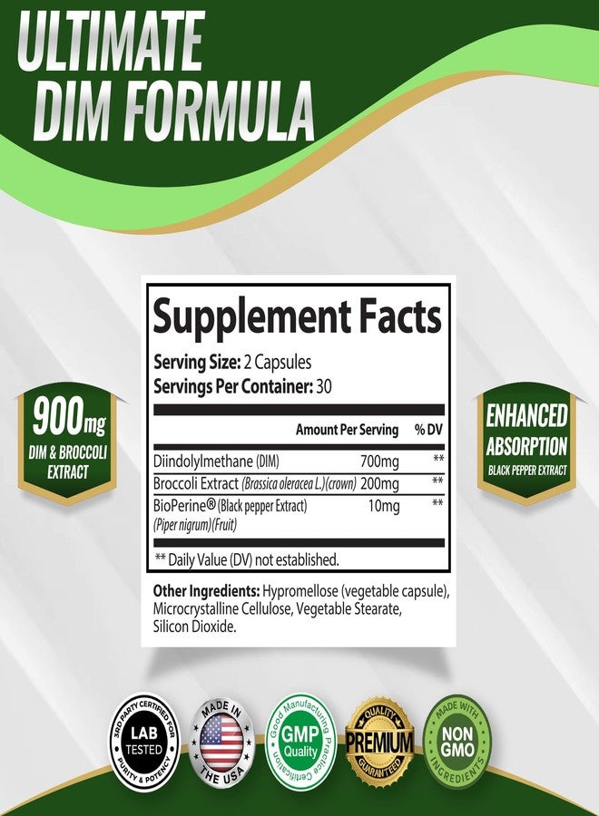 Toplux Dim Supplement 910 mg Plus BioPerine Complex - Diindolylmethane to Support Hormone Balance and Estrogen Metabolism, Helps with Menopause Acne Better Skin, for Men Women, 60 Capsules - Image 3