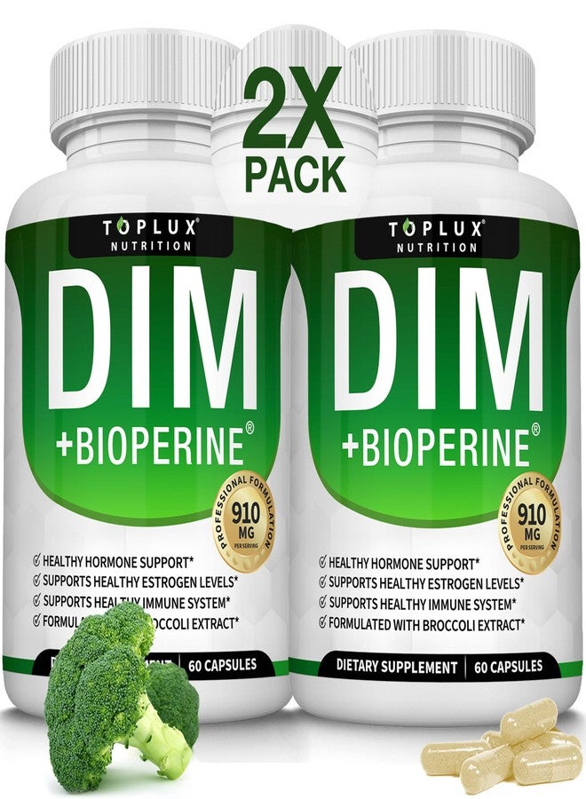 Toplux Dim Supplement 910 mg Plus BioPerine Complex - Diindolylmethane to Support Hormone Balance and Estrogen Metabolism, Helps with Menopause Acne Better Skin, for Men Women, 60 Capsules - Image 1