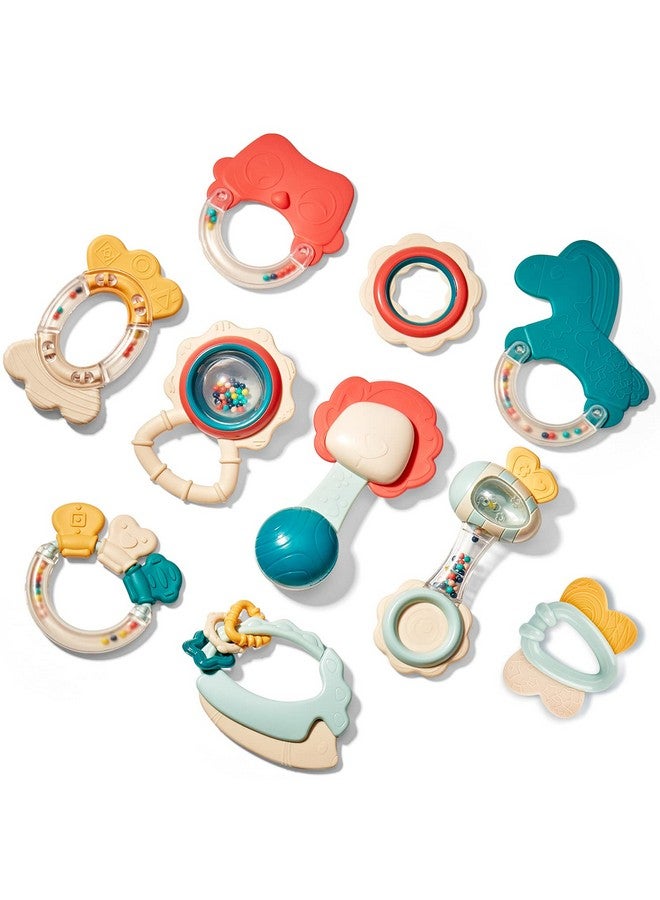 hahaland Baby Toys 0-6 Months - Baby Rattles Teething Toys 3-6 Month, Infant Toys 6-12 Months, Rattle Teether Grasping Shaker Toy for Babies 3 4 5 Month Old Must Haves, Montessori Newborn Neutral Gift - Image 1