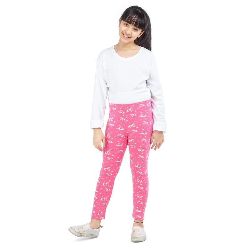 ARIEL Girls Cotton Printed Non-Transparent Regular Fit Ankle Length Leggings(AR-G-Leg-P3-1112-(PUni,Blue,Bstr)_Multicolor_1112 Years) - Image 4