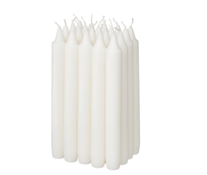 Unscented Chandelier Candles Set of 20, Natural Taper Dinner Candles 19 cm, 6-Hour Burn Time, Dripless Decorative Candles for Dining, Weddings and Home Decor - Image 1