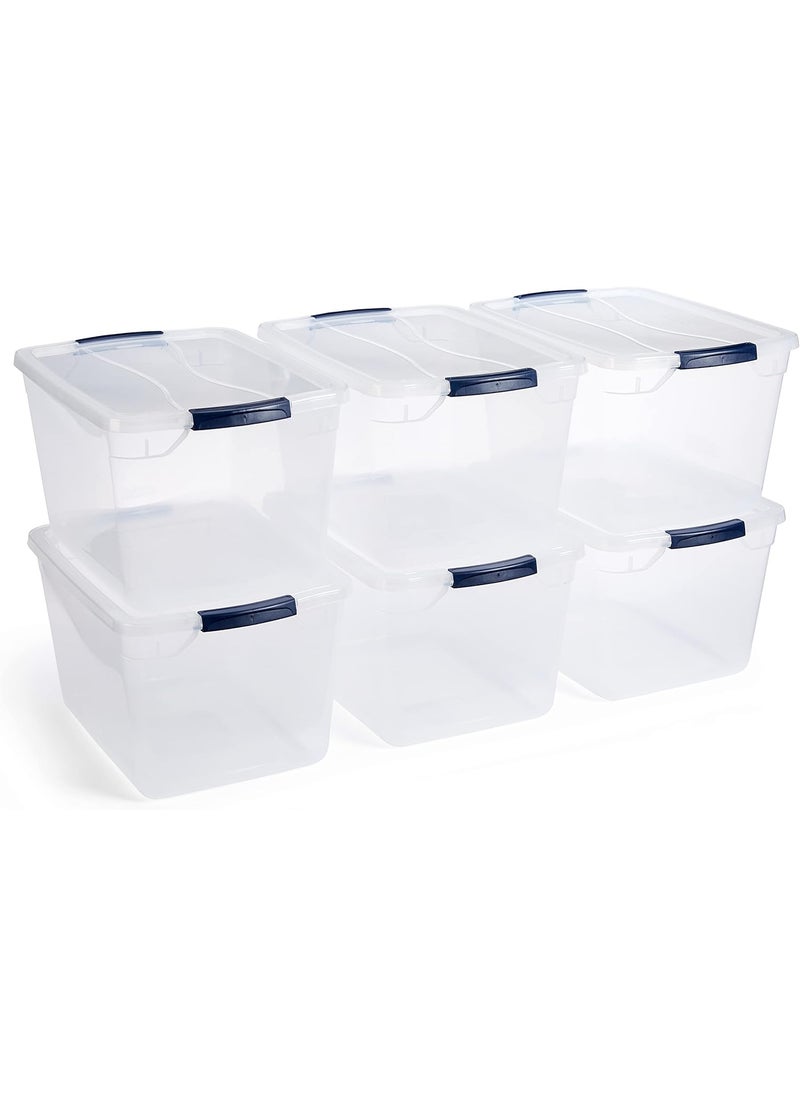 Rubbermaid Rubbermaid Cleverstore Clear 32 Qt 6 Pack Stackable Plastic Storage Containers with Durable Latching Clear Lids Visible Storage Great for Closet and Laundry Storage Organizing in the Home  - Image 1