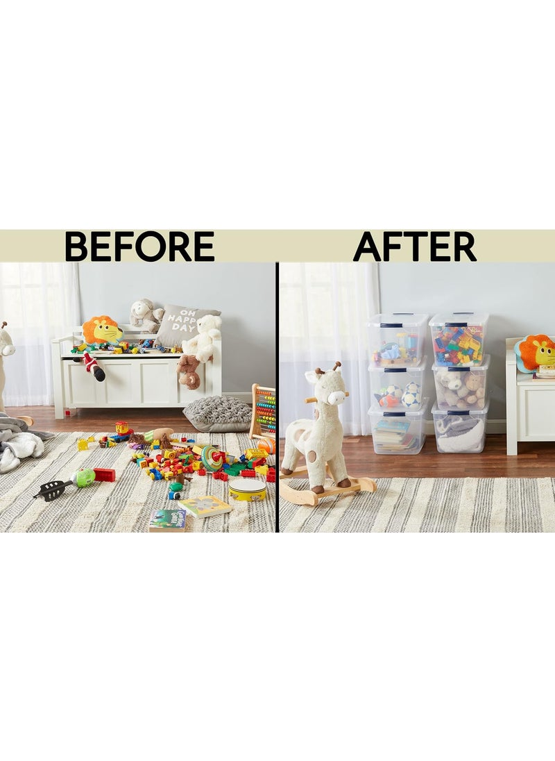 Rubbermaid Rubbermaid Cleverstore Clear 32 Qt 6 Pack Stackable Plastic Storage Containers with Durable Latching Clear Lids Visible Storage Great for Closet and Laundry Storage Organizing in the Home  - Image 5