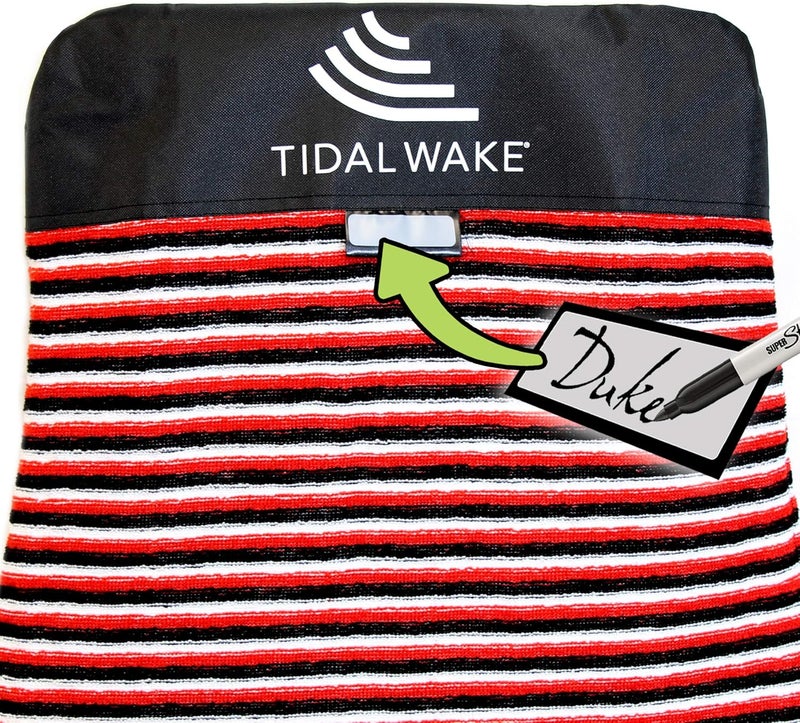 Tidal Wake TAG-IT Surf & Wake Board Socks, SNUB NOSE STYLE, Built-In Tag to Personalize with Your Name, 58" Long, 21" Wide - Image 1