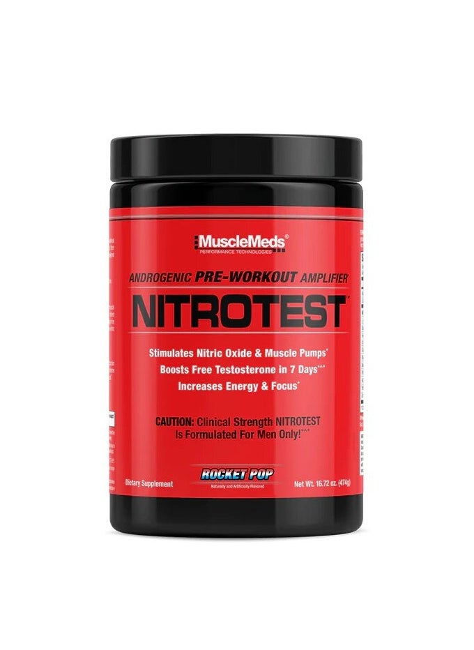 MUSCLEMEDS Musclemeds, Nitrotest, Pre Workout, 468g, Rocket Pop, 30 Servings  - Image 1