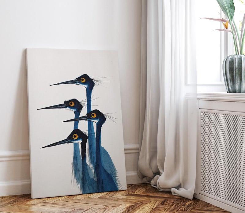 TNESSENTIAL Great Blue Heron Watercolor Wall Art Poster or Canvas Print, Vintage Coastal Bird Art, Neutral Minimalist Elegant Bird Wildlife Wall Decor - Image 4
