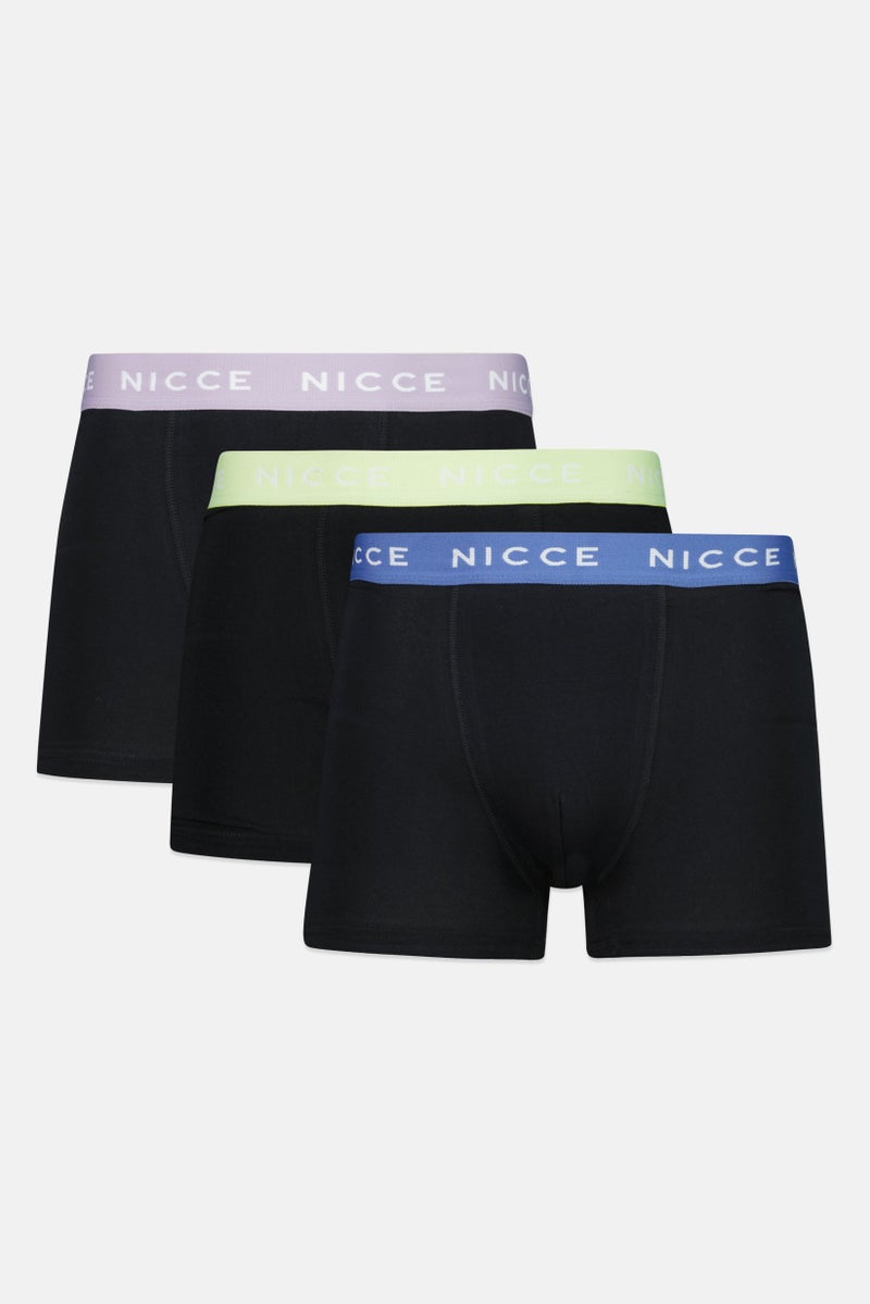 Nicce Men 3 Pieces Brand Logo Boxer Briefs, Black - Image 1