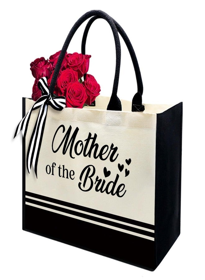 MQPPKJ Mother of the Bride Tote Bag - Wedding Gift for Mom, Bridal Shower Gift for Bride's Mother, Canvas Tote Bag (Black & White) - Image 1