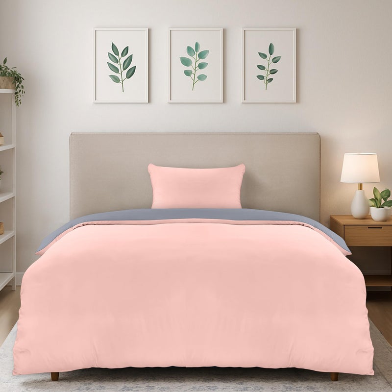 Utopia Bedding Single Duvet Cover Set  Soft Microfibre Polyester Duvet Cover with Pillow case  Bedding Quilt Cover Set PinkGrey
