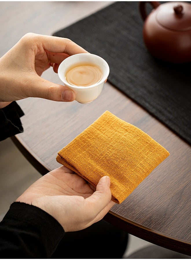 Japanese-style Thickened Double-layer Solid Color Cotton-linen Absorbent Tea Towel, Tea Ceremony Cloth, Cotton-linen Blend - Image 4