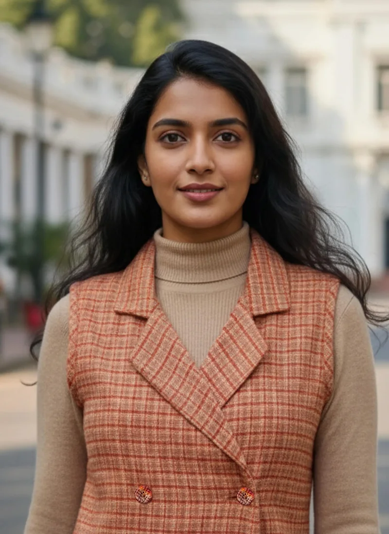 trueBrowns trueBrowns Rust Check Woollen Blazer Dress