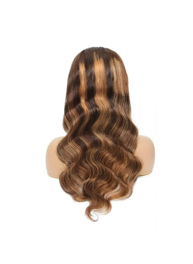 HighEr Ombre Headband Wig Human Hair 427 Highlight Body Wave 24 Inch Glueless None Lace Front Wig Brazilian Virgin Human Hair Headband Wigs for Black Women Wear and Go Wig 150 Density - Image 3