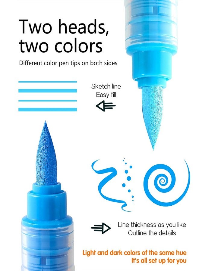 Pontuss 24 Colors Acrylic Paint Markers Brush Tip, Acrylic Paint Pens with Direct-Liquid Ink System, Paint Markers for Rock Painting, Fabric, Wood, Canvas, Plastic, Permanent, Washable,Quick-Drying,Waterproof - Image 2