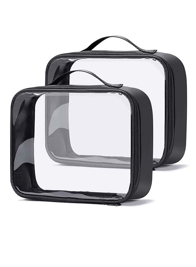 Transparent Toiletry Bag, Large Opening Quart Size Cosmetic Bag With Handle, Double Zipper, Transparent Cosmetic Storage Bag, Suitable For Women'S Travel Portable Toiletry Bag Waterproof Cosmetic Bag Transparent Storage Bag Men And Women Large Capacity Cosmetic Bag - Image 1