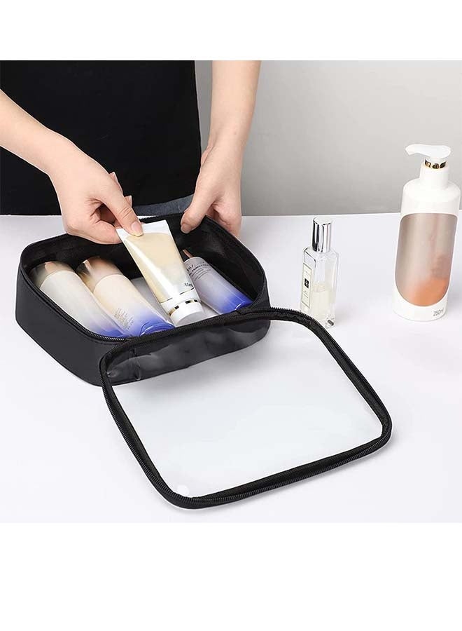 Transparent Toiletry Bag, Large Opening Quart Size Cosmetic Bag With Handle, Double Zipper, Transparent Cosmetic Storage Bag, Suitable For Women'S Travel Portable Toiletry Bag Waterproof Cosmetic Bag Transparent Storage Bag Men And Women Large Capacity Cosmetic Bag - Image 4