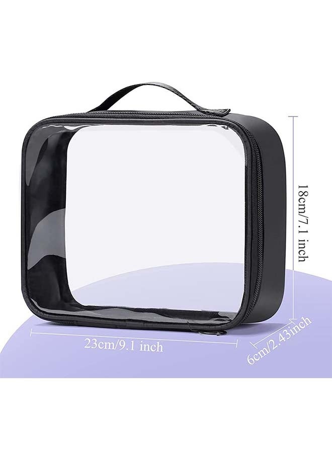 Transparent Toiletry Bag, Large Opening Quart Size Cosmetic Bag With Handle, Double Zipper, Transparent Cosmetic Storage Bag, Suitable For Women'S Travel Portable Toiletry Bag Waterproof Cosmetic Bag Transparent Storage Bag Men And Women Large Capacity Cosmetic Bag - Image 2
