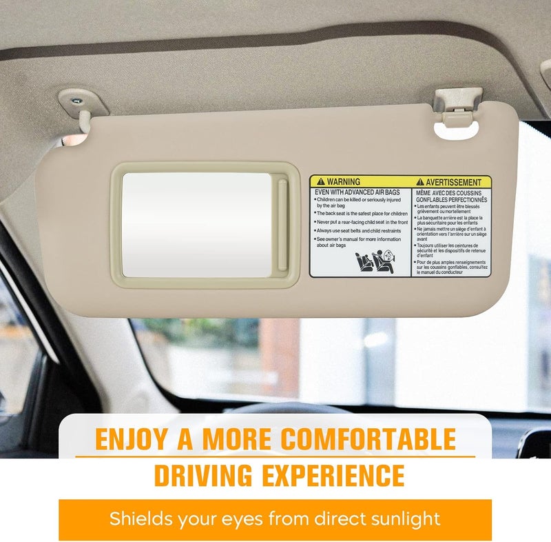 ISEYEC Beige Left Right Side Sun Visor with Light for Toyota RAV4 20062013 Car Visor Replacement for 7432042501B2 7431042452B2 Driver Passenger Side Sunvisor - Image 5