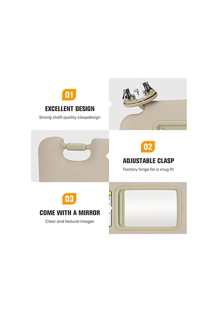 ISEYEC Beige Left Right Side Sun Visor with Light for Toyota RAV4 20062013 Car Visor Replacement for 7432042501B2 7431042452B2 Driver Passenger Side Sunvisor - Image 3