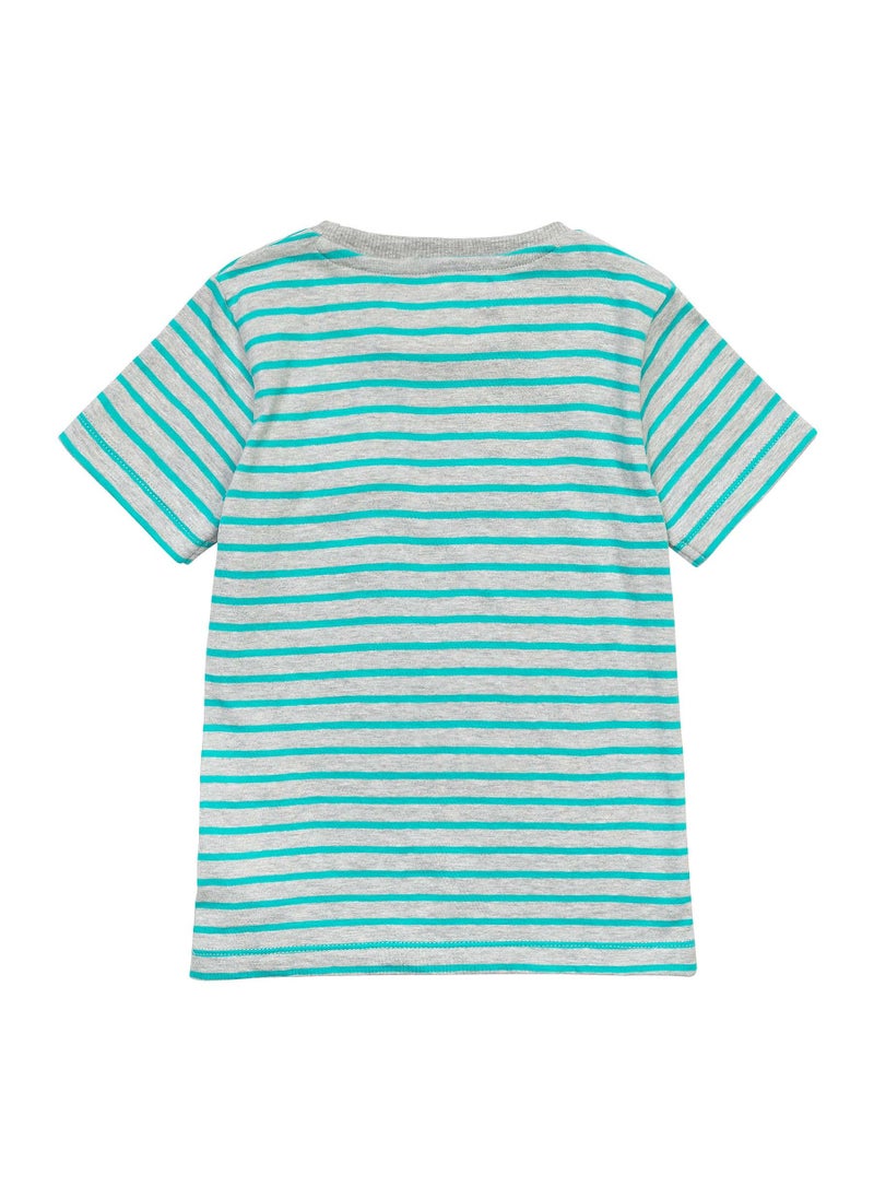 MINOTI Kids Striped Cotton T-Shirt with Front Print  - Image 2
