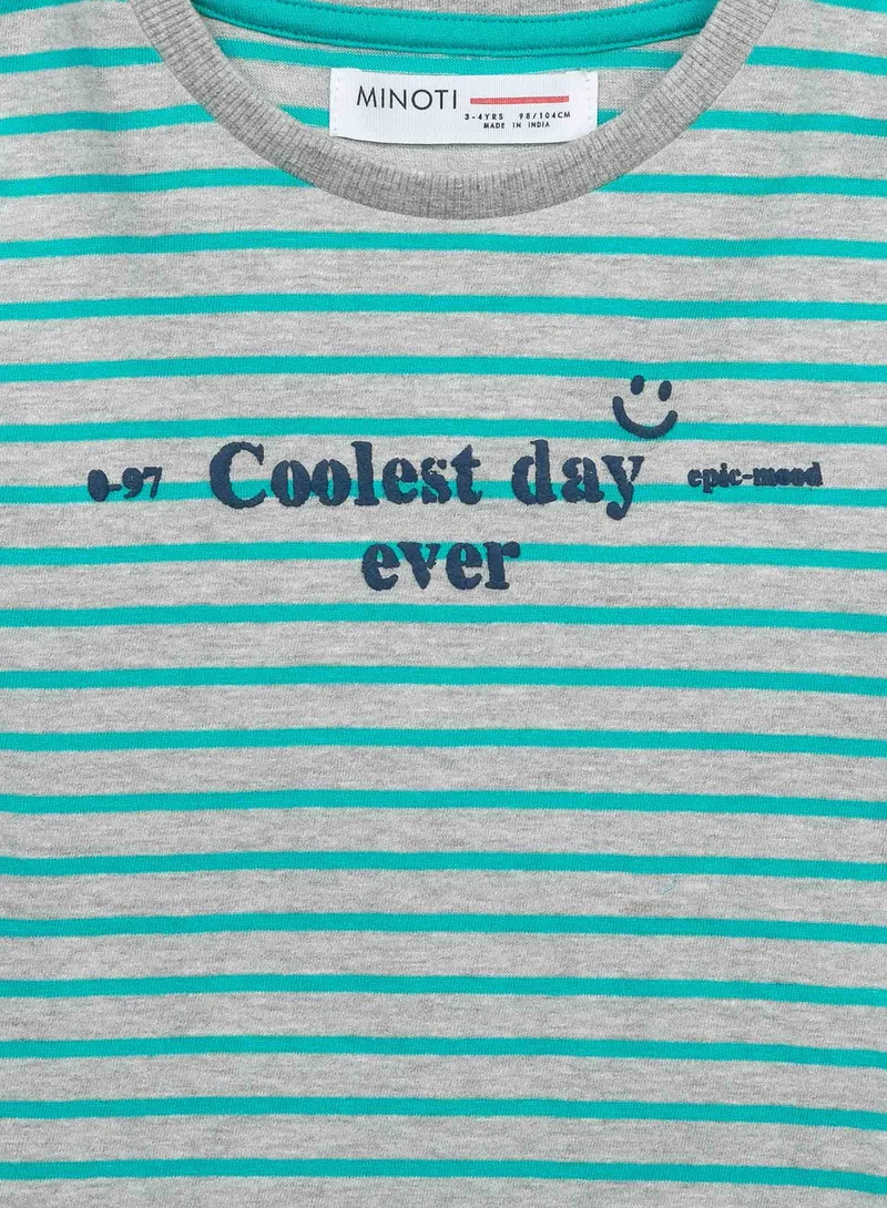 MINOTI Kids Striped Cotton T-Shirt with Front Print