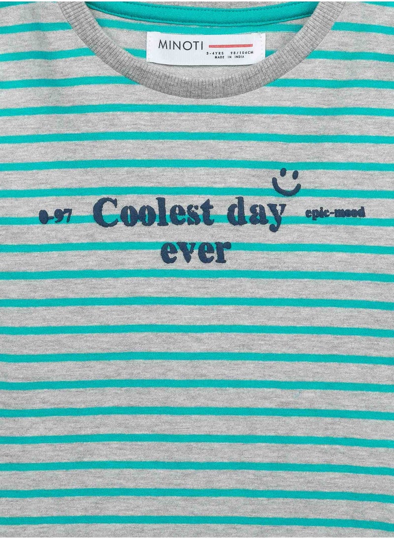 MINOTI Kids Striped Cotton T-Shirt with Front Print  - Image 3