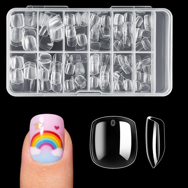 krofaue Short Suqare Kids False Nails - 240Pcs Press on Nails for Girls,Full Cover Children Fake Nails Decoration 10 Sizes Soft Gel Kids Nail Tips for for Home & Nail Salon Use (4-8 years old) - Image 1