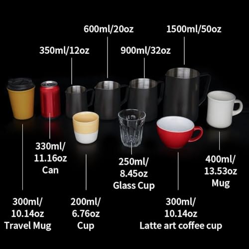 watchget Stainless Steel Milk Frothing Pitcher 12oz/350ml - Espresso Steaming Pitcher for Cappuccino, Latte Art, Coffee Machine Accessories Milk Jug Milk Frother Cup, Matt Silver - Image 2