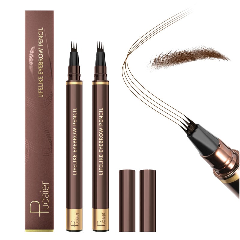 Espoce 2 Pack Eyebrow Pen, Waterproof Microblading Eyebrow Pencil, 4 Tip Precise Eye Brow Makeup Pen for Women to Effortlessly Create Hair Like Natural Brows, Non Dry Out and Last All Day (Espresso) - Image 1