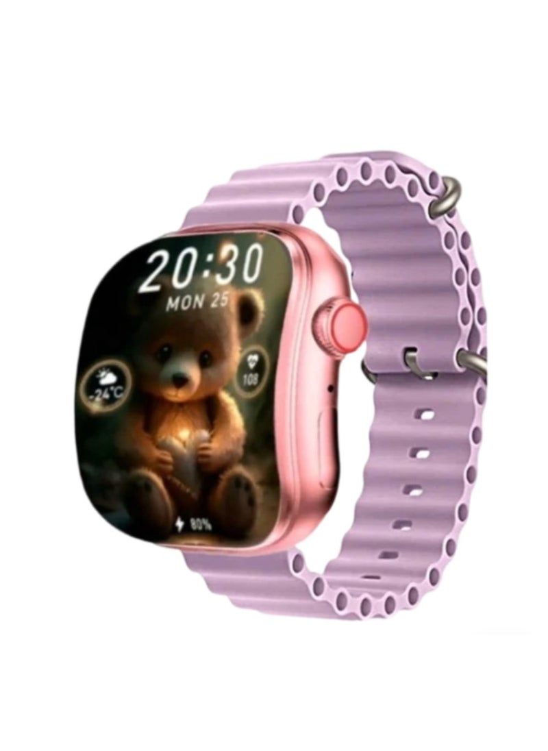 W&O - Smart Watch X10 Pro 3 Curved Glass  With Silicone Strap and Wireless Charging Pink - Image 1