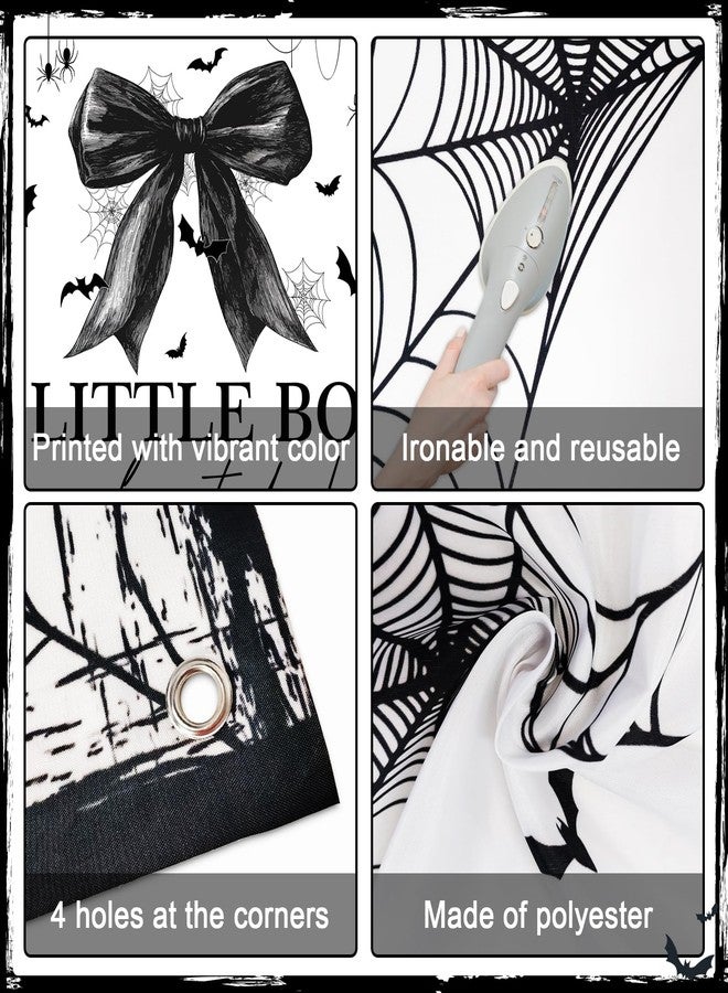 Lecheme Halloween Baby Shower Banner White Black Bow A Little Boo is Almost Due Backdrop Background for Girl Spider Web Halloween Baby Shower Party Decorations 6x3.6 ft - Image 5