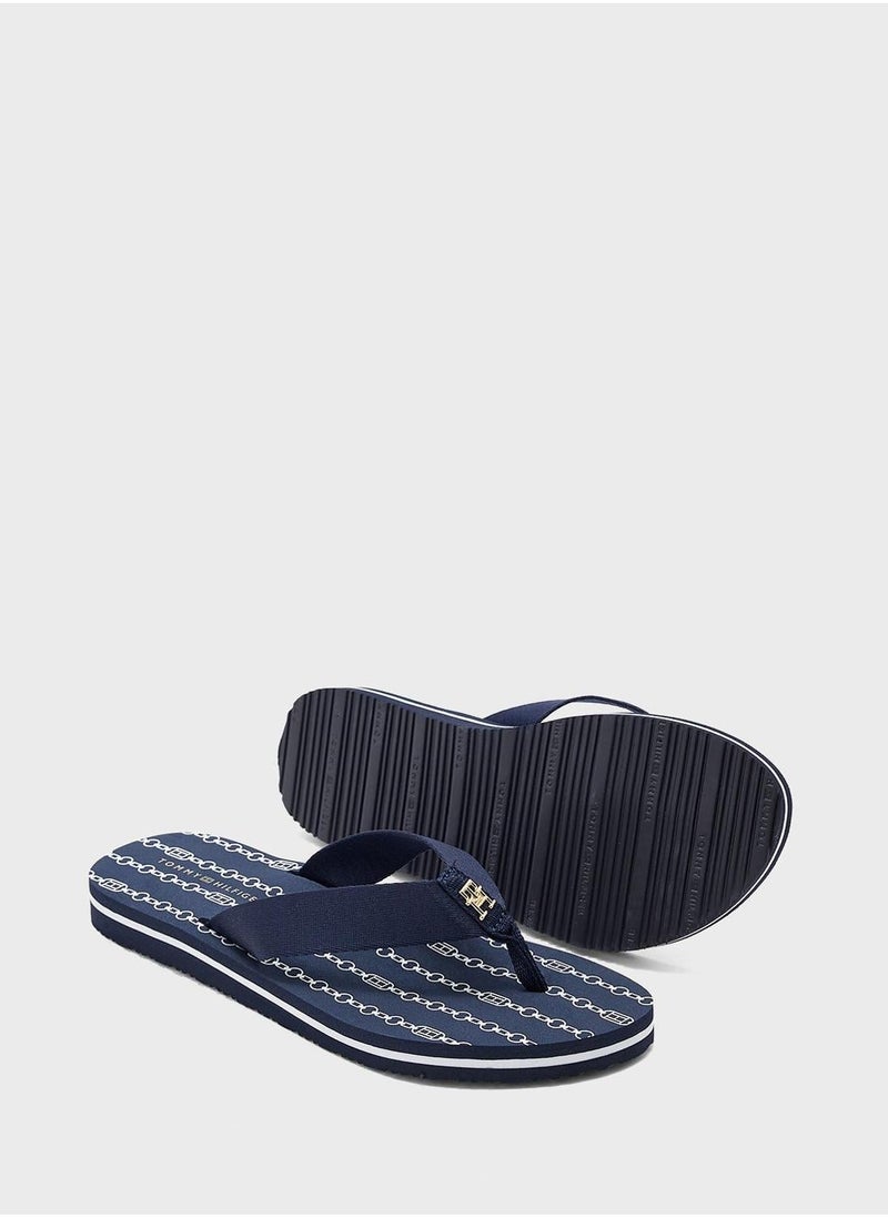 Chain Print Thong Flip Flops
