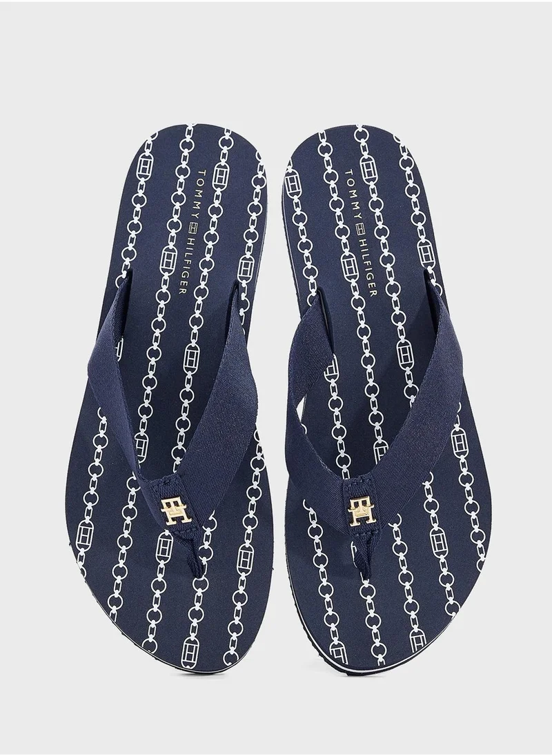 TOMMY HILFIGER Chain Print Thong Flip Flops