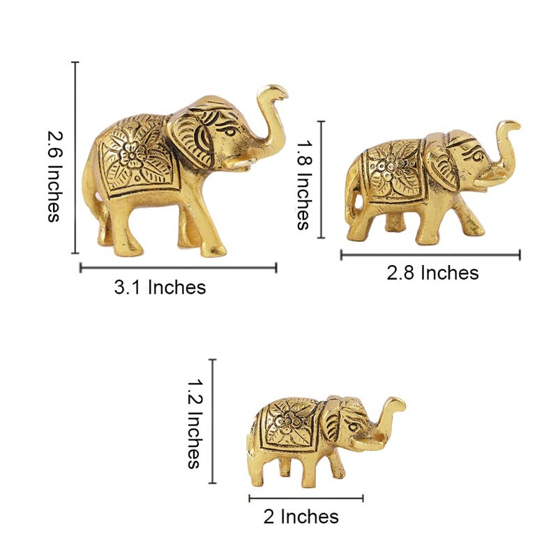 CraftVatika CraftVatika Metal Trunk Up Elephant Family Statue Showpiece Figurine Fengshui Vastu Lucky Decorative Items for Home Decor Living Room Office Desk Desktop Decoration and Gifting Set of 3 Pack of 5 - Image 4