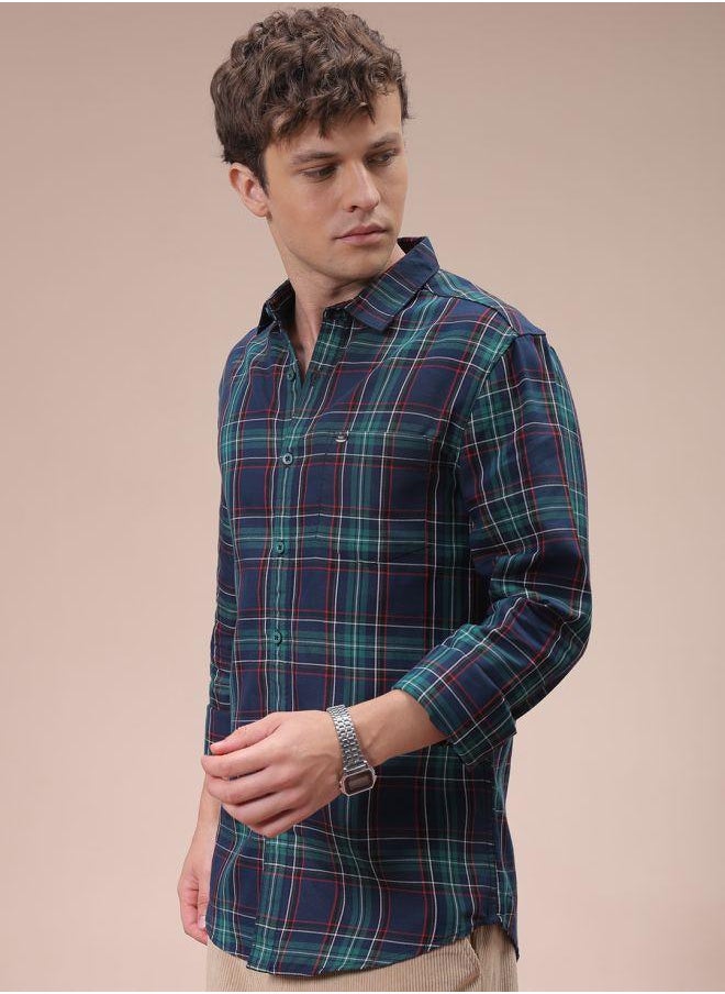 The Indian Garage Co Men Slim Fit Checkered Full Sleeves Cutaway Collar Casual Shirt  - Image 4