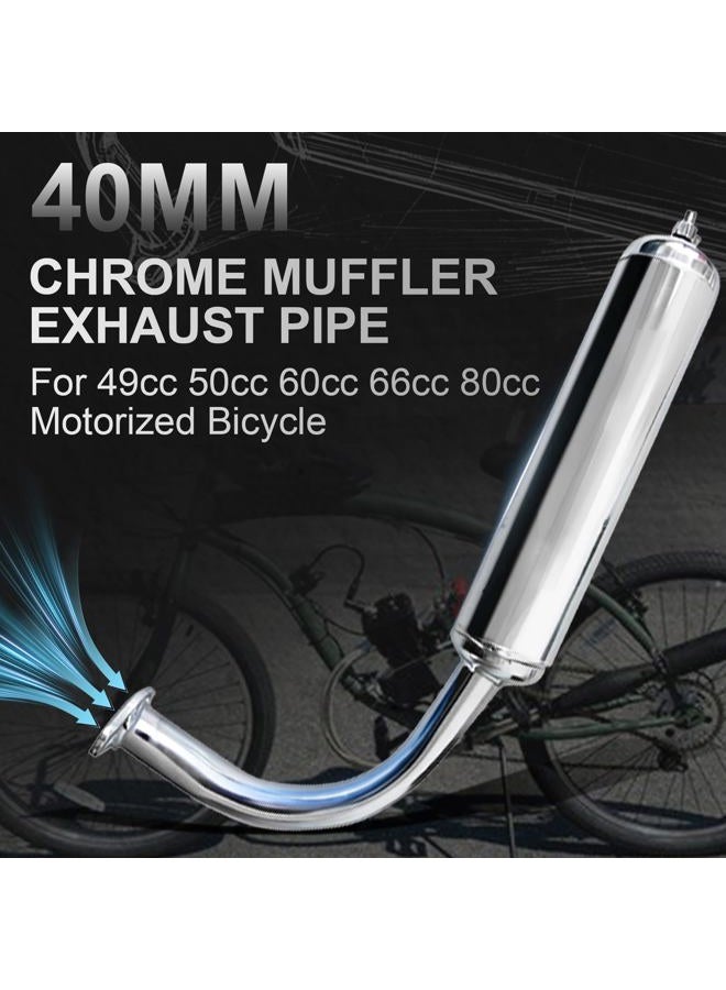 sthus 40mm Chrome Silver Muffler Exhaust Pipe for 49cc 50cc 60cc 66cc 80cc Motorized Bicycle - Image 2