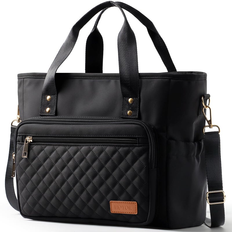 HOTOR Lunch Box for Women Insulated Lunch Bag with Multiple Pockets Portable Lunch Tote Cooler with Handles Adjustable Strap for Work Picnic Short Trip 126 x 59 x 102 Black - Image 2