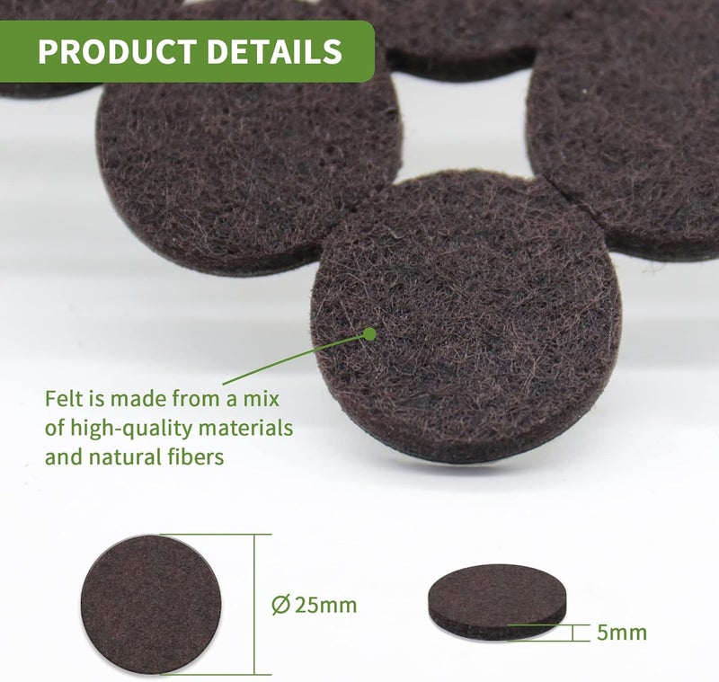 covercorner Felt Furniture Pads for Hardwood Floors 48 PCS, Furniture Pads, Floor Protectors for Hardwood Floors, Felt Pads for Furniture, Round, Dark Brown - Image 3
